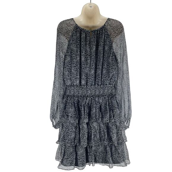 Cinq a Sept Annabel Silk Mini Dress Printed Tiered Ruffle Size 8 - Picture 7 of 10